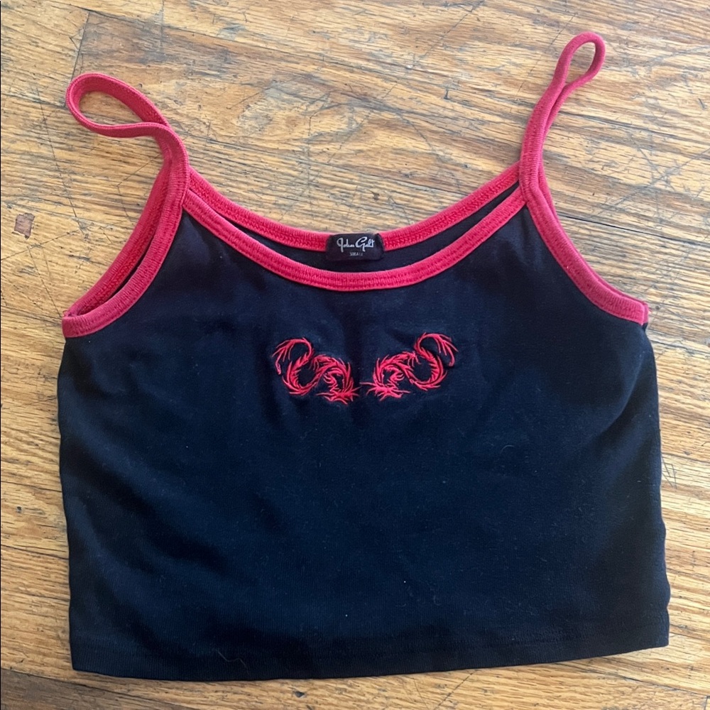 Brandy Melville Cropped Dragon Tank with Red Trim